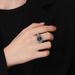 Elliptical Black Red Agate Ring, Men's And Women's Vintage Jewelry, Ethnic Style, Cuban Grid, Open-door Jewelry_ipsvogv.com