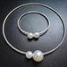 Bridal Wedding Dress Accessories Pearl Inlaid Diamond Adjustable Choker Necklace Bracelet Set 662_ipsvogv.com