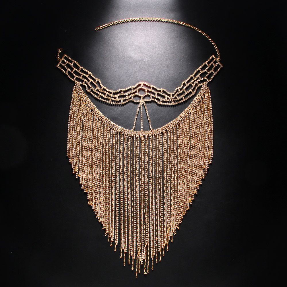 New Rhinestone Accessories, Fashion Ball Fringed Mask, Exotic Hollow Veil Headdress_ipsvogv.com