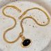 Unisex Gold Plated Titanium Steel Lover Gift Black Stone Snake Bone Chain Necklace_ipsvogv.com