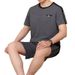 Men's Clothing Middle aged and elderly men's casual suits summer men's short sleeved shorts dad's loose clothes grandfather thin two piece suit_ipsvogv.com