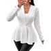Women's Clothing new casual texture single button green fruit collar long sleeved top jacket_ipsvogv.com
