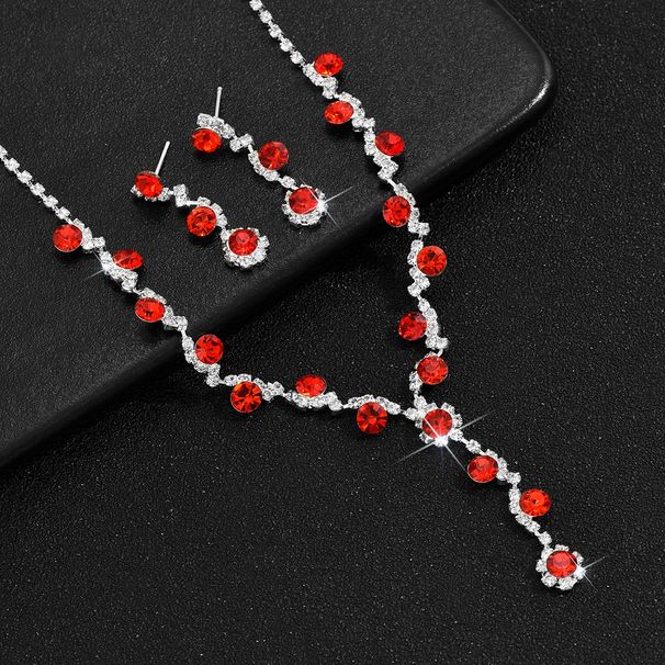 2024 Jewelry Full Diamond Women's Wedding Accessories Necklace Earrings Bracelet Three-Piece Bride Set_ipsvogv.com