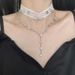 Fashion Lace Bow Rivet Pentagram Tassel Necklace For Women Double Layer Choker Design Sense Collarbone Chain_ipsvogv.com
