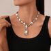 Light luxury style diamond-encrusted water drop square necklace exaggerated niche temperament high-grade collarbone necklace_ipsvogv.com