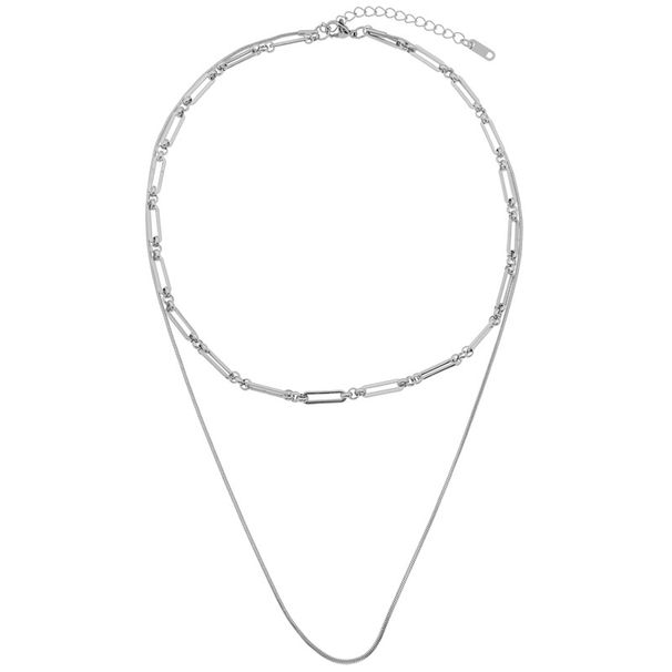 Simple And Versatile Double Layer Splicing Necklace For Men And Women Hip Hop Personality Stacked Snake Bone Clavicle Necklace_ipsvogv.com