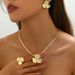 Minimalist women's necklace, ring, jewelry set, niche clover flower design, inlaid zircon earrings_ipsvogv.com