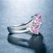 Women's Zircon Double Heart Plating Platinum Copper Ring Headpiece_ipsvogv.com