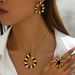 Small Fresh And Sweet Jewelry Set Niche Pastoral Style Oil Drop Wheat Ear Design Necklace Earrings Accessories All Match Ring_ipsvogv.com