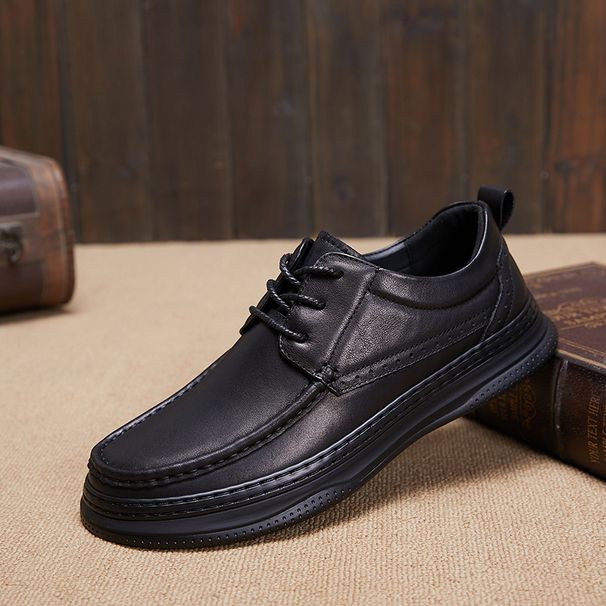 New leather thick sole line comfortable men's shoe cover foot flat warm leather shoes_ipsvogv.com