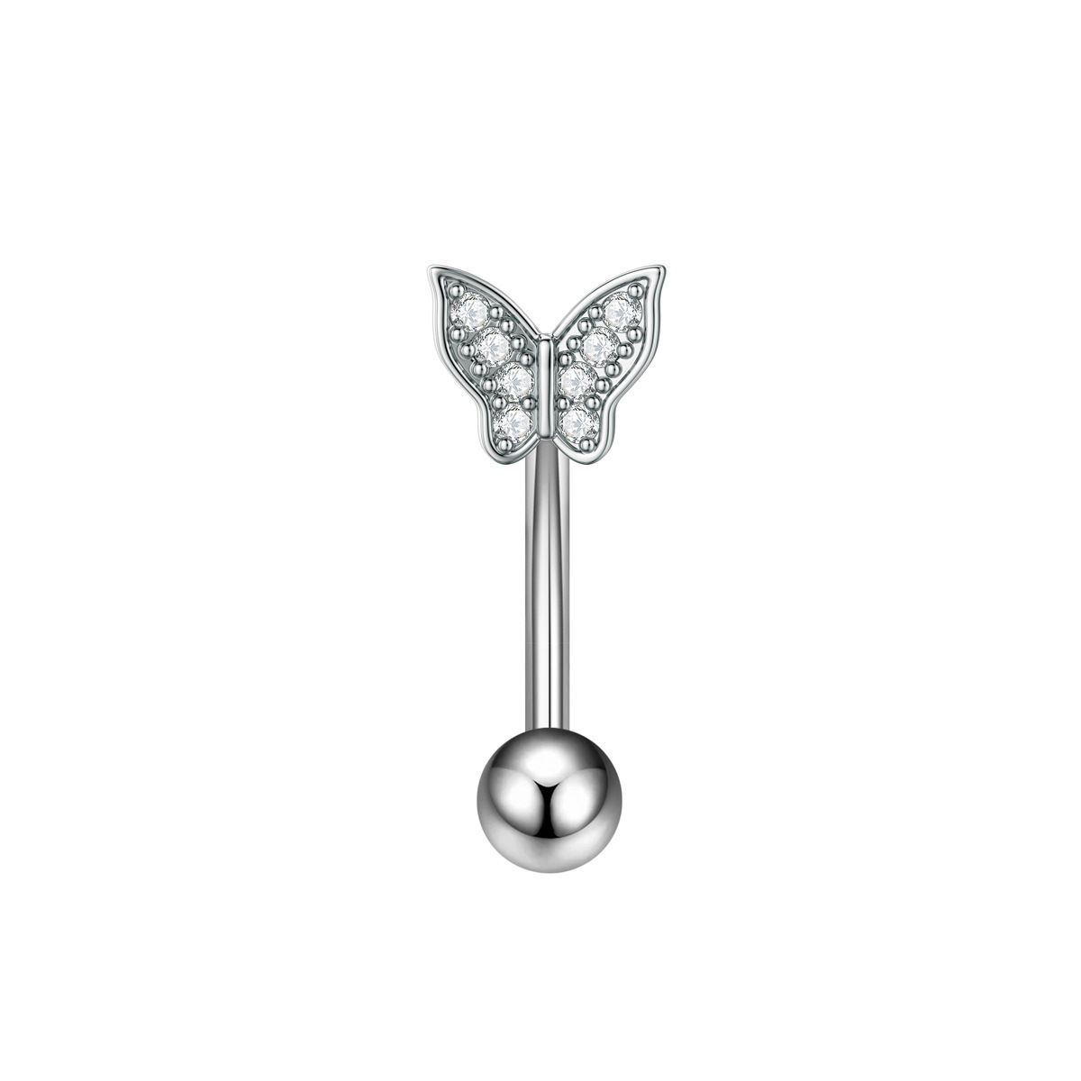 Women's Jewelry Belly Button Ring Round Zircon Butterfly Horse Eye Heart Shaped Stainless Steel Zircon Belly Button Nails_ipsvogv.com