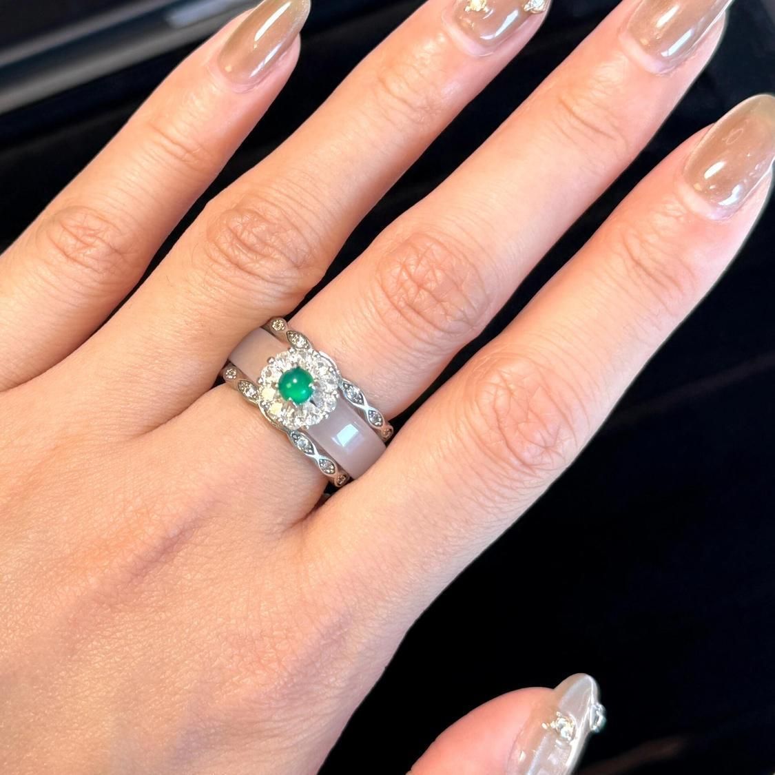 Chinese Cool Inlaid Feeling Style New With Emerald Zircon, A Two Fashion And Versatile Index Finger Ring For Women Zircon,_ipsvogv.com