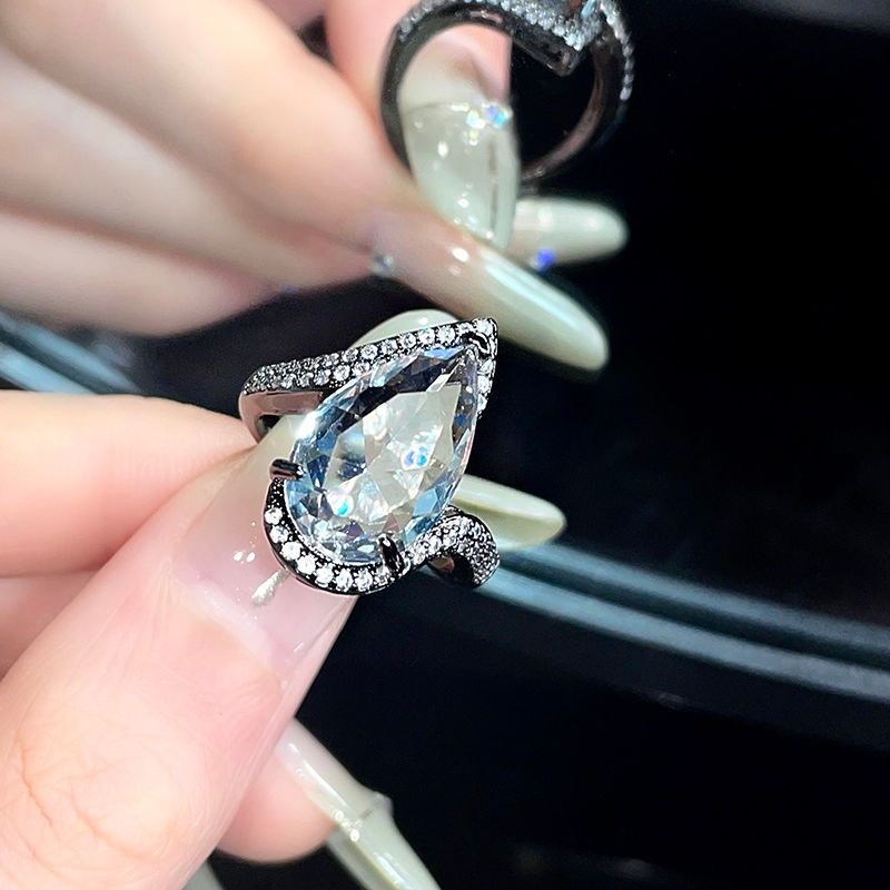 Water Droplets Full Of Diamonds, Zircon, Niche Design, Ins, Cool Style, High-end Feeling, Personalized Opening Dark_ipsvogv.com