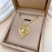 】 Love 【 Flower Letter Light Luxury Charm Gorgeous Full Diamond Necklace Women's Versatile Clavicle Titanium Steel Chain 【 】_ipsvogv.com