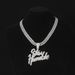 Personalized letter pendant alloy diamond Cuban chain necklace for men and women street style hip hop accessories_ipsvogv.com
