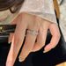 Lace Grid Light Luxury Sparkling Diamond Zircon Ring For Women With Adjustable Opening, Niche High-end Sense,_ipsvogv.com