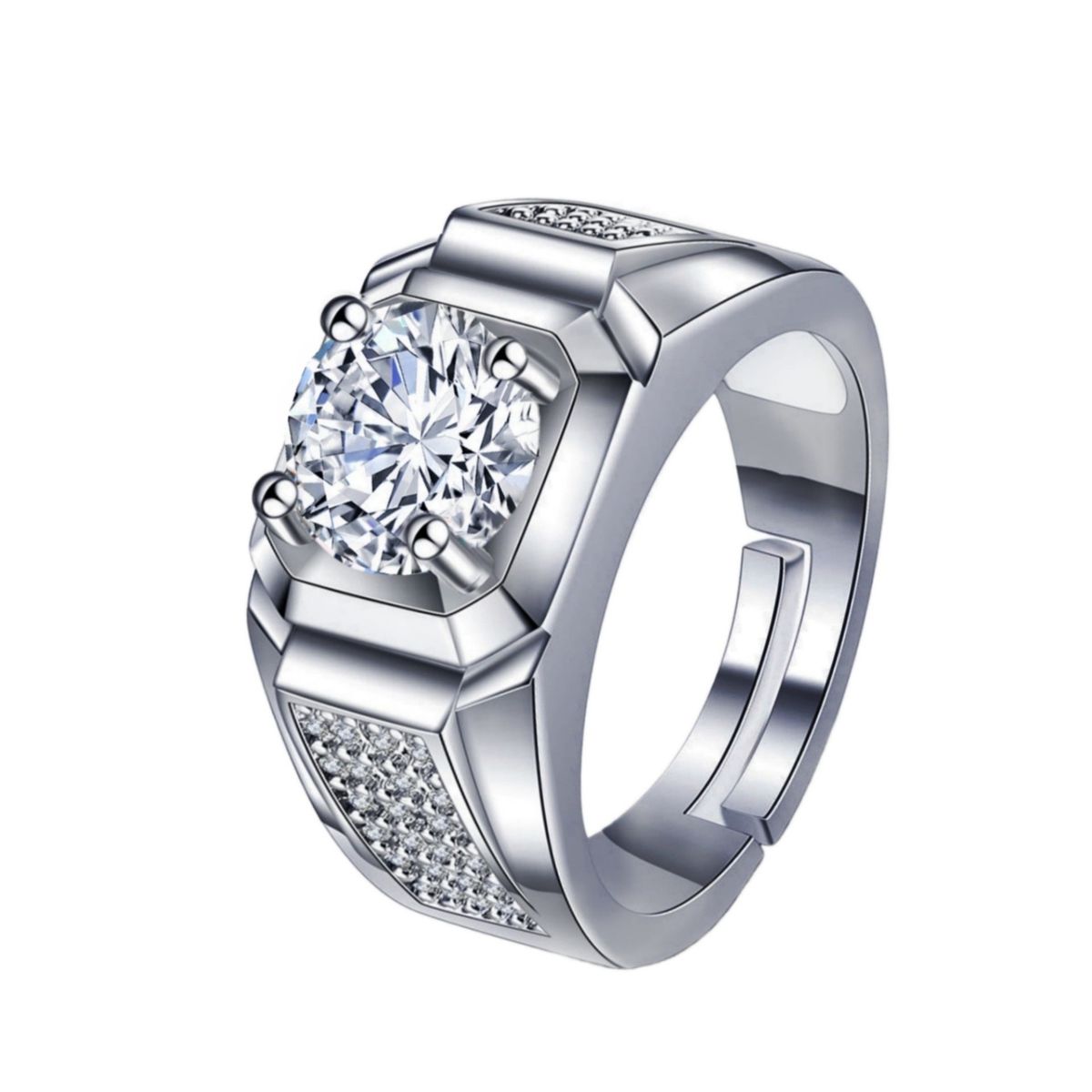 2-carat Zircon Three Row Couple Simulated Diamond Proposal, Wedding Opening Ring, Gift Giving_ipsvogv.com