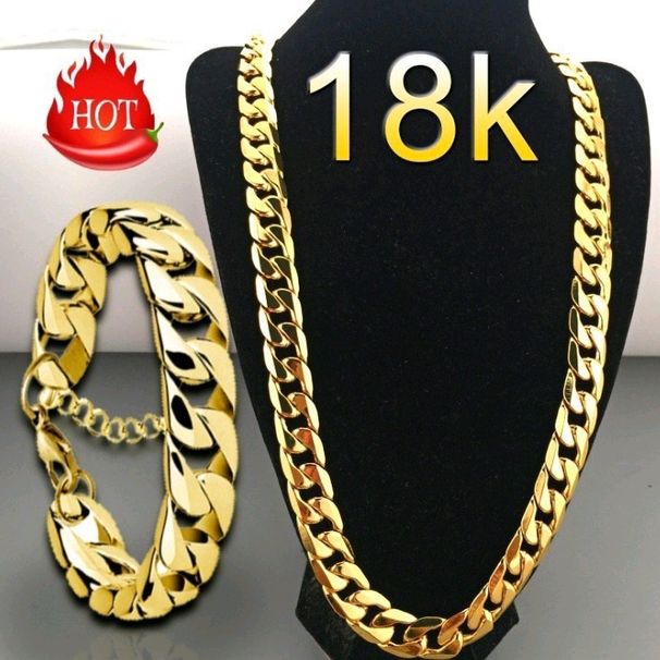 Gold Plated 8MM Flat Side Jewelry Necklace_ipsvogv.com