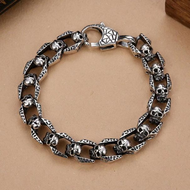Personality Punk Motorcycle Style Dark Heavy Skull Bracelet Hip Hop Creative Trendy Men's Gift_ipsvogv.com