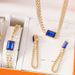 Fashion simple zircon double chain stacking necklace for women square all match light luxury fashion jewelry set_ipsvogv.com