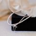 Yinsen S Silver Cute Bowknot Ribbon Double Layer Zircon Pearl Necklace Layered Clavicle Chain Choker For Women Versatile_ipsvogv.com