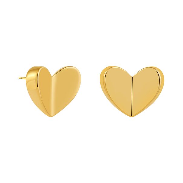 Women’s Jewelry Set Fashion Simple And High End Gold Plated Three Dimensional Heart Shaped Smooth Two Sided Earrings Simple Earrings_ipsvogv.com