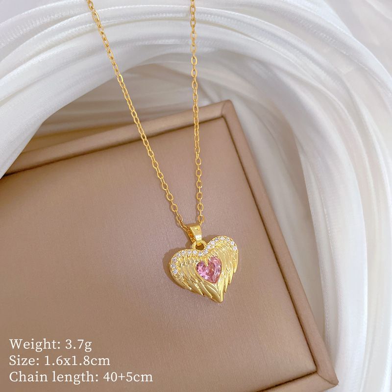 【 】 Pink Love, Fashion, Personality, Copper Micro Inlaid With Diamonds Gift, Light Luxury Jewelry, Clavicle Chain,_ipsvogv.com