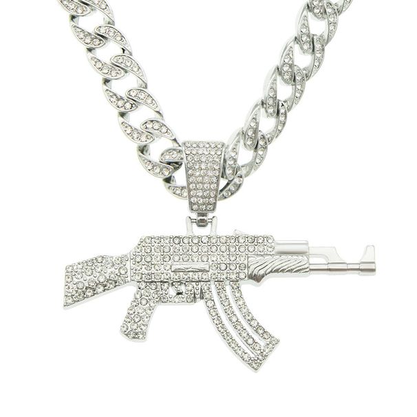Cool and exaggerated punk street dance, rap, dressing with guns, pendants, necklaces, trendy men's nightclubs, Cuban_ipsvogv.com