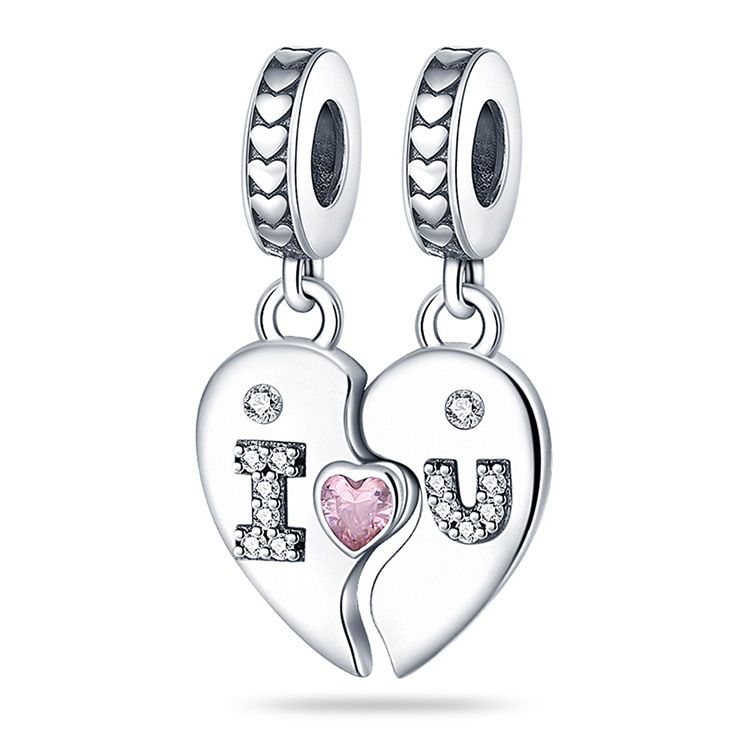 Women's Jewelry Copper Plated Silver Pendant Love Heart Shaped LOVE Two Piece Pendant Valentine's Day Gift_ipsvogv.com