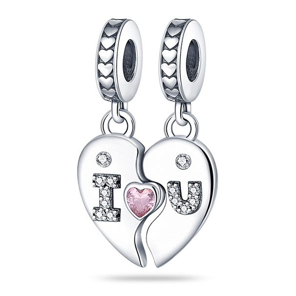 Women's Jewelry Copper Plated Silver Pendant Love Heart Shaped LOVE Two Piece Pendant Valentine's Day Gift_ipsvogv.com