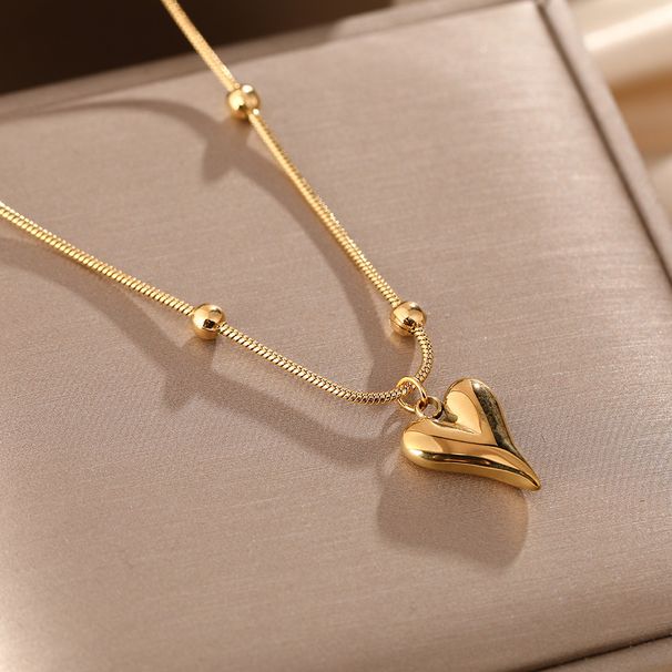 Korean Version Of Light Luxury Gold Heart Titanium Steel Necklace With A Female Niche Design, Featuring Simple_ipsvogv.com