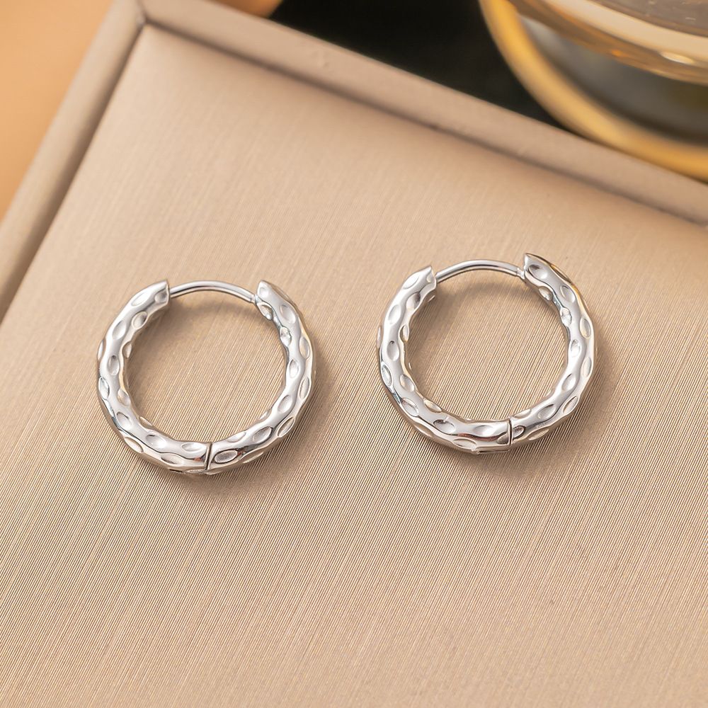 Titanium Round Earrings For Women With A High-end Feel, Light Luxury Stainless Steel Geometric Ear Buckle_ipsvogv.com