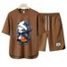 Men's Clothing 2024 Waffle Casual Summer Suit Men's Loose Teen Short sleeved T shirt Shorts Handsome Two piece Suit_ipsvogv.com