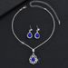 Royal Blue Earring Set For Party Banquet Jewelry Bride Wedding Rhinestone Necklace And Earrings_ipsvogv.com