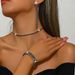 Women’s Jewelry Set Fashion Fashion Simple Restraint Necklace Hot Sale Full Diamond Claw Chain Elastic Bracelet Earring Necklace Four Piece Set_ipsvogv.com
