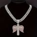New Style Rhinestone Personality Full Diamond Angel Wings Cross Pendant Hip-Hop Creative Necklace_ipsvogv.com