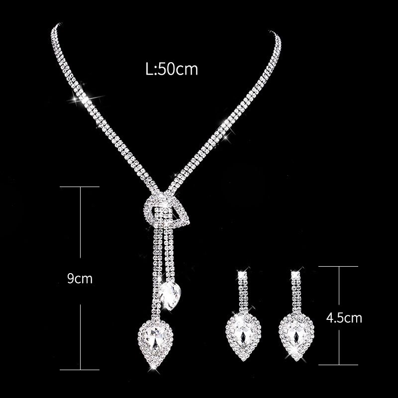 Cross Border Jewelry Wholesale Europe And America Wedding Dinner Accessories Personalized Rhinestone Necklace Earrings Set Bridal Necklace_ipsvogv.com