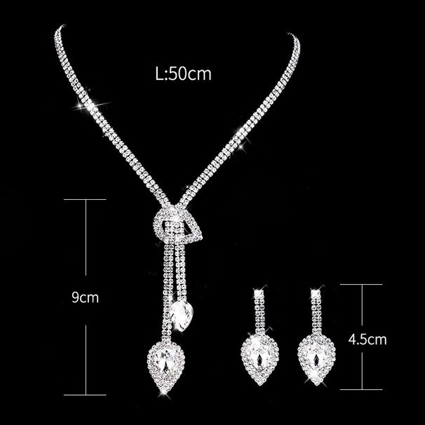 Cross Border Jewelry Wholesale Europe And America Wedding Dinner Accessories Personalized Rhinestone Necklace Earrings Set Bridal Necklace_ipsvogv.com
