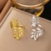 Versatile Stainless Female Personality, Hip-hop Exaggeration, Leaf With Adjustable Opening, Titanium Steel Ring_ipsvogv.com