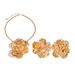 Fashion design three dimensional geometric flowers Retro irregular pleated metal necklace set for women_ipsvogv.com