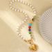True Gold Stainless Steel Heart-shaped Sun Pendant, Colorful Glass Bead Necklace, Popular_ipsvogv.com