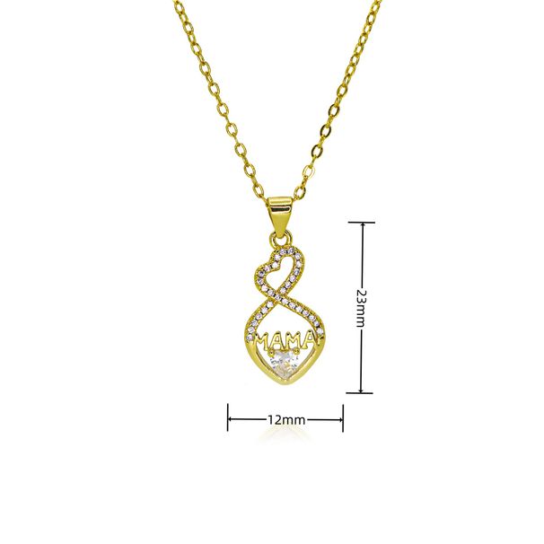 Mother's Day Mama Letter Gift Clavicle Chain Zircon Pendant Necklace Copper Plated Real Gold_ipsvogv.com