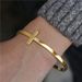 Hip Hop Jewelry Stainless Steel Bare Cross Open Bracelet Black Men's And Women's Bracelet Simple Style_ipsvogv.com