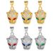 New Hip-Hop Stainless Steel Inlaid Green Red Blue Eyes Full Diamond Small Leopard Head Pendant Necklace_ipsvogv.com