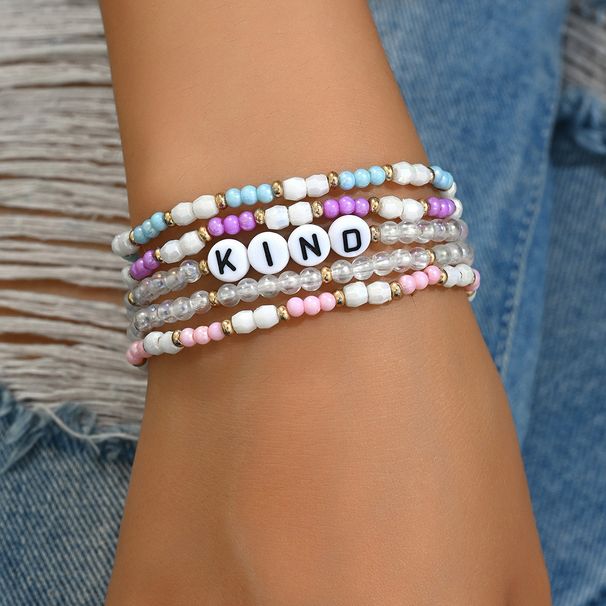 Simple and fashionable OL for female niche, multi-layer colorful rice bead design, English letter br, versatile_ipsvogv.com