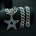 Unisex Hot Selling Dallas Cowboys Football Team Badge Blue Oil Drip Five Pointed Star Alloy Pendant Necklace_ipsvogv.com