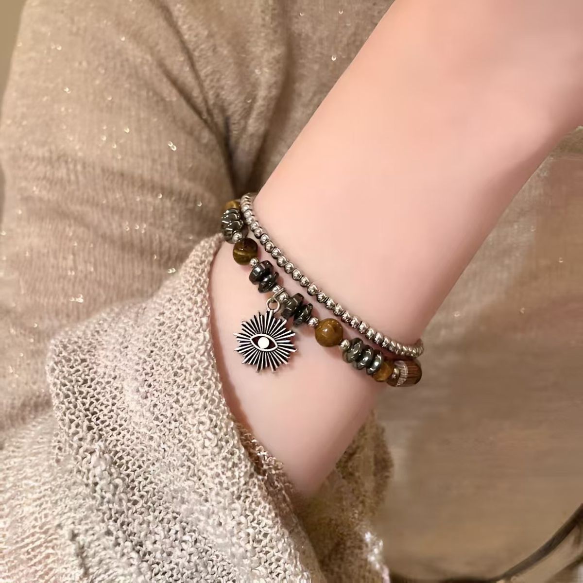 New Chinese China-Chic National Style Bell Beaded Bracelet Double Layer Overlay Small Crowd High Quality Versatile Hand_ipsvogv.com