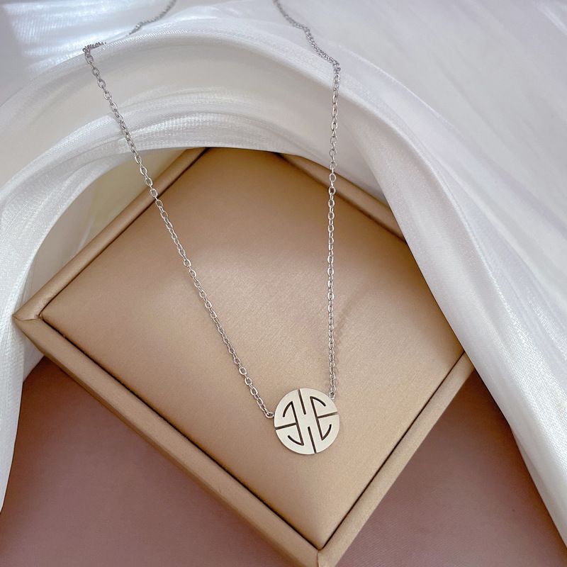 Body 【 Full Titanium Steel 】 Extremely Simple And Stylish Xizi Round Brand Furnace Genuine Gold Necklace For Women 【 】_ipsvogv.com