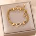 Temperament Three Layer Chain Geometric Eye Pattern Inlaid Diamond Wide Bracelet Titanium Steel Color Preserved_ipsvogv.com