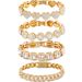 Hip Hop Gold And Silver Inlaid Bracelet Set Full Diamond Heart Round Square Cuban Chain_ipsvogv.com